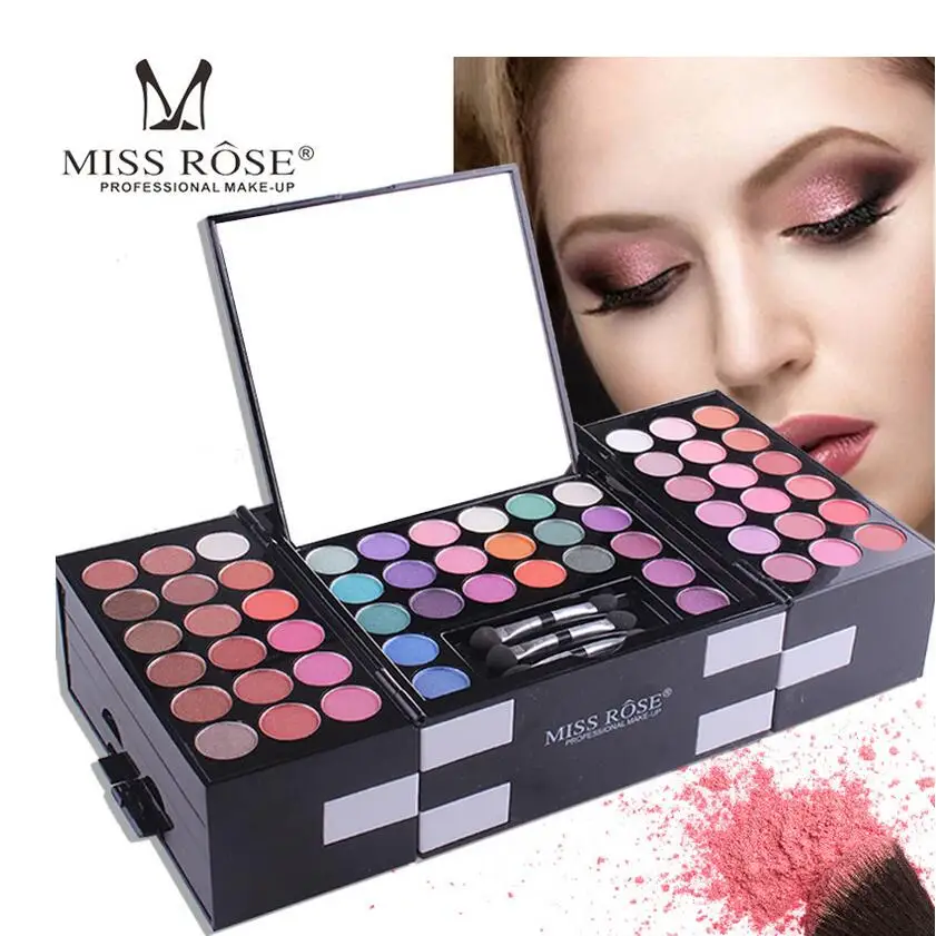MISS ROSE 142 оттенков тени для век Палитра матовые блестящие мерцающие Румяна Пудра