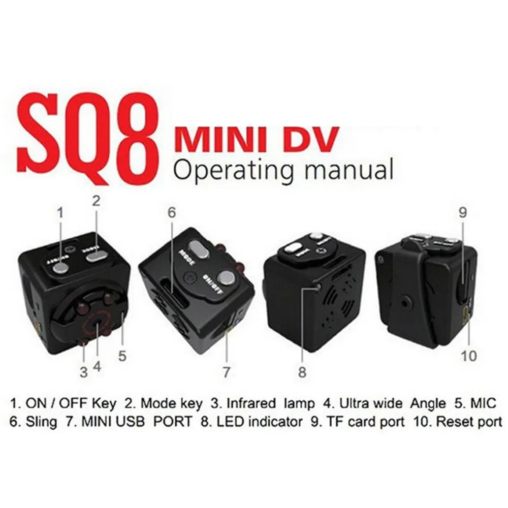 SQ8 Mini DV Спортивная наружная камера видео DVR Cam corder Micro Car Обнаружение движения с