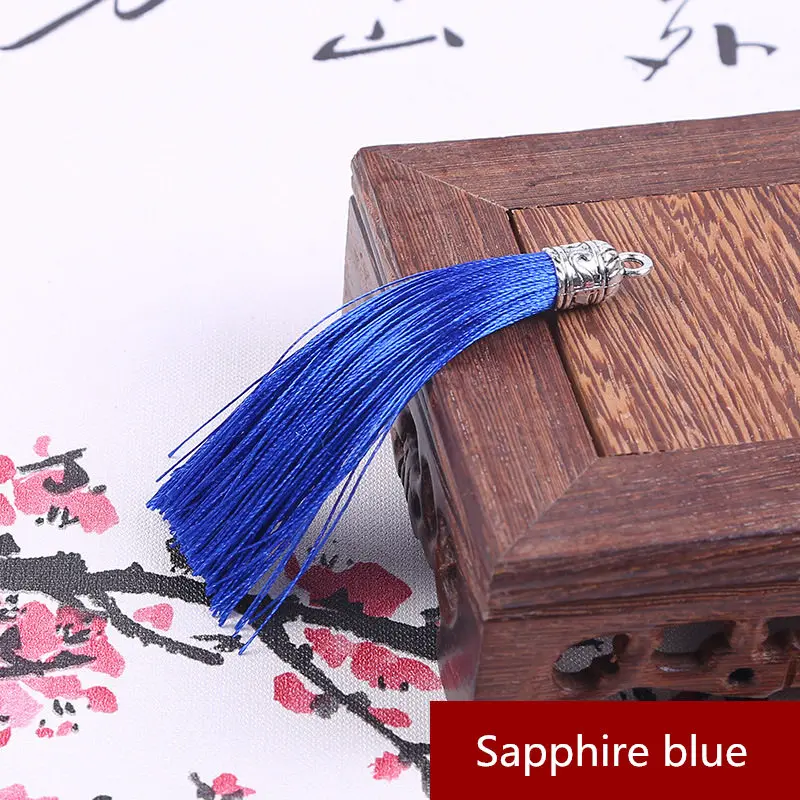 Sapphire blue 10 шт. большой металлический колпачок кисточка ювелирные изделия занавески одежды декоративные аксессуары DIY Ключ сотовый телефон сумка бахрома отделка кисточки кулон - Цвет: Sapphire blue