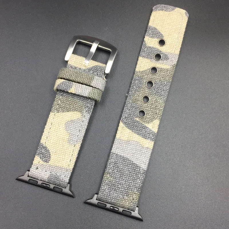 Ретро армейские камуфляжные часы с ремешком из полотна для Apple Watch 4 3 2 1 открытый спортивный ремешок для часов для iWatch Band 38 м 40 мм 42 мм 44 мм