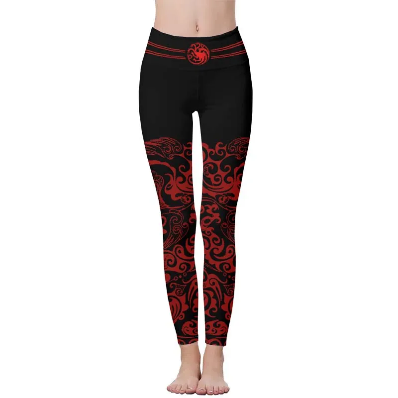game of thrones Targaryen Women Yoga Pants Workout Fitness Jogging Running Pant Gym seamless yoga leggings tights high waist | Спорт и