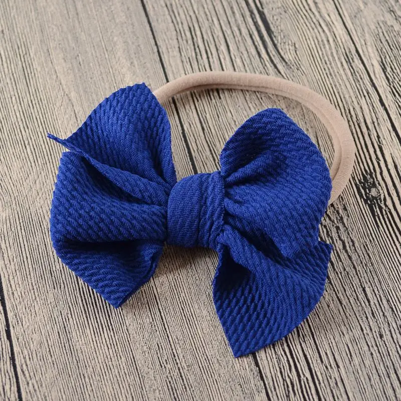 Dark blue Baby Headband Bow Girl Headbands Toddler Nylon Elastic Hair Accessories Kids Head Band Infant Hairband Newborn photography Props - Цвет: Dark blue