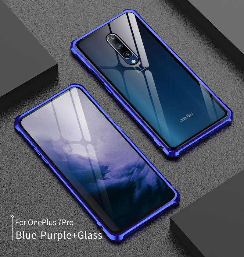 Роскошный Металлический бронированный чехол для Oneplus 7 Чехол стеклянная задняя крышка один плюс 7 Чехол алюминиевый бампер Oneplus 7 Pro Чехол Oneplus7 coque