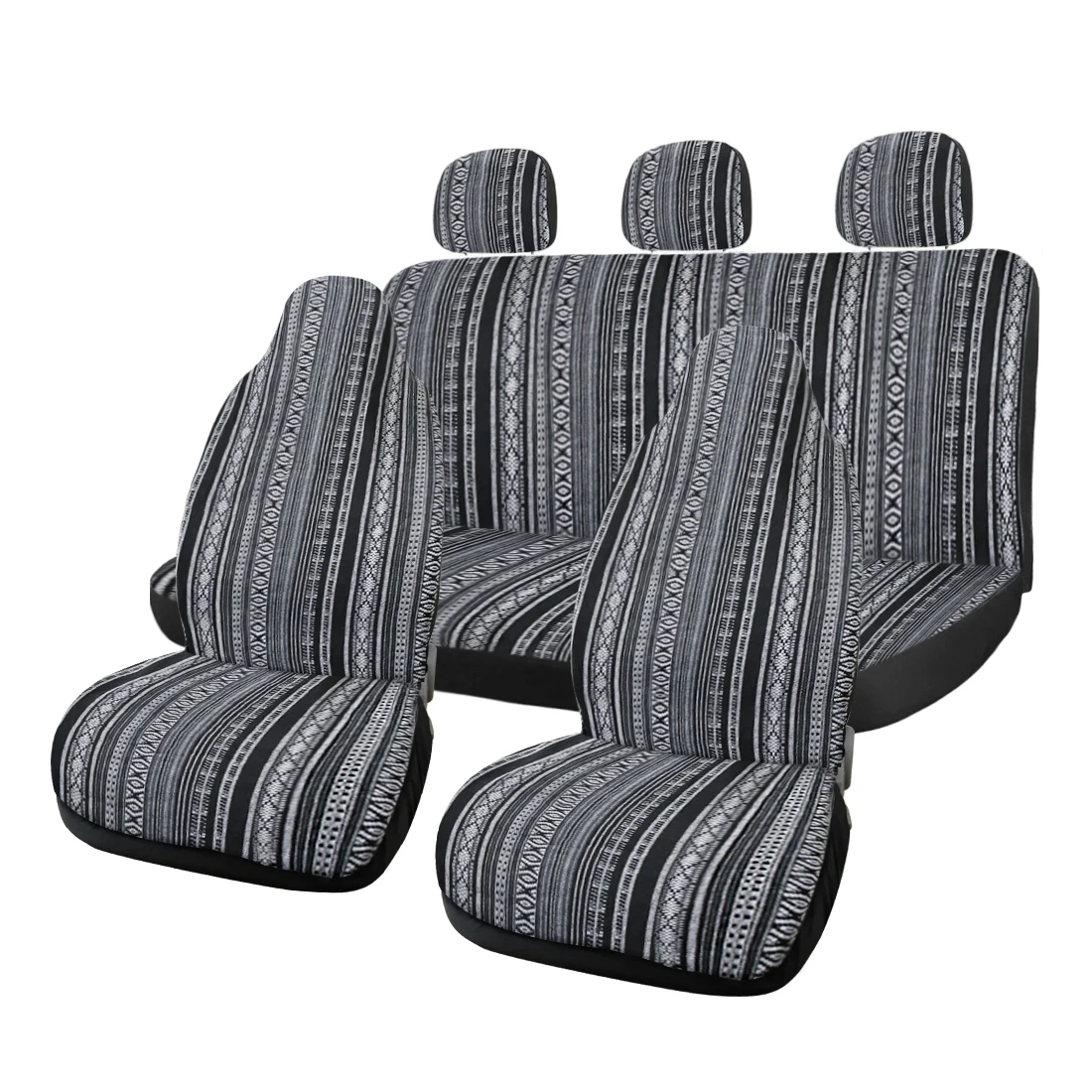 whole set 5 Uxcell, 7 шт., универсальное многоцветное одеяло Baja, этнический стиль, прочное покрытие для сиденья ковша для автомобиля, автомобильный протектор - Название цвета: whole set 5