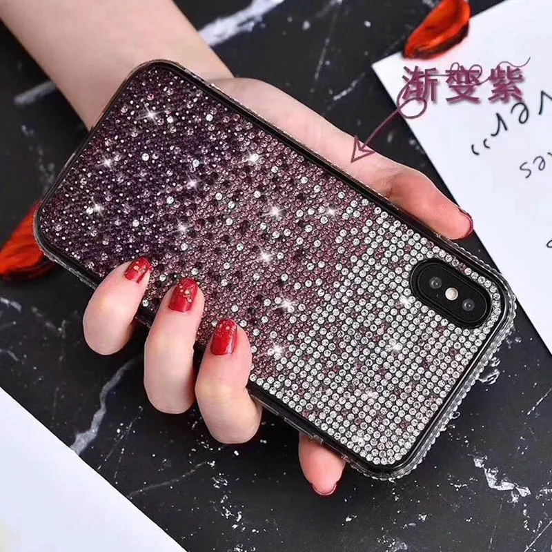 D Роскошный Блестящий Мягкий силиконовый чехол-накладка для iphone 6, 7 plus, 8 X XS, XR MAX, блестящая задняя крышка для телефона с бриллиантами - Цвет: D