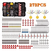 273pcs fishing tackle kit box with float stoppers space beaus swivels snaps lead sinker floating ball for fishing hook tools