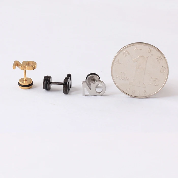 1 пара Смешные без букв слова Мужчины Женщины ухо серьги-гвоздики для пирсинга титановая сталь
