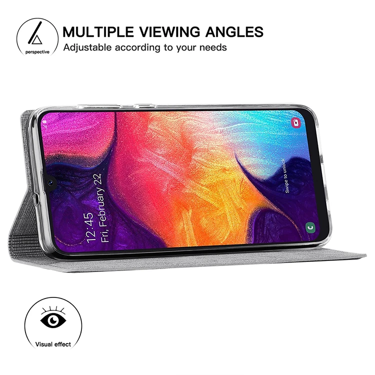 Роскошный тканевый флип чехол для Samsung Galaxy A50 кошелек с кармашком карт Магнитный