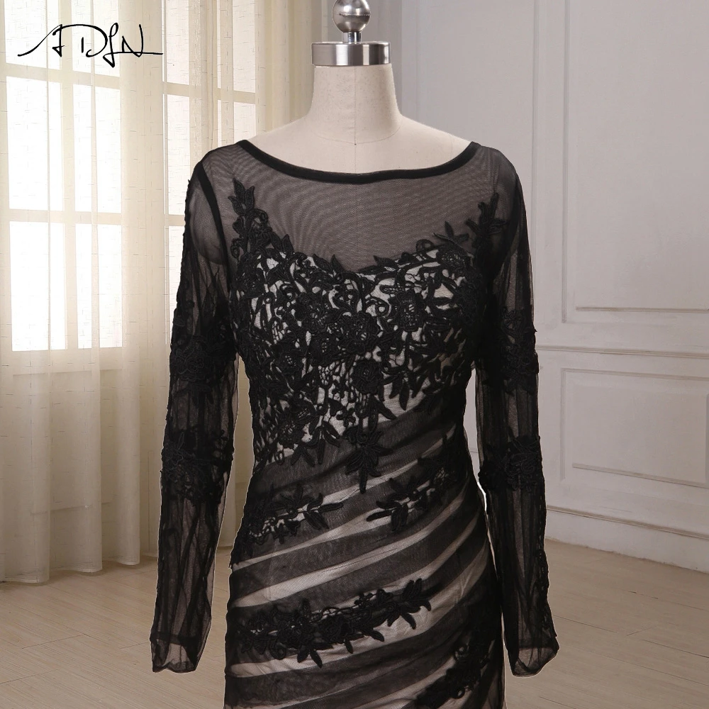 ADLN настоящая фотография вечернее платье с длинным рукавом кружевное русалки