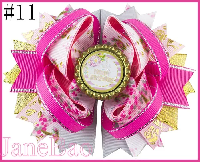 

free shipping 30pcs 4.5'' inspired unicorn hair bows cartoon rainbow unicorn hair clips happy birthday bows