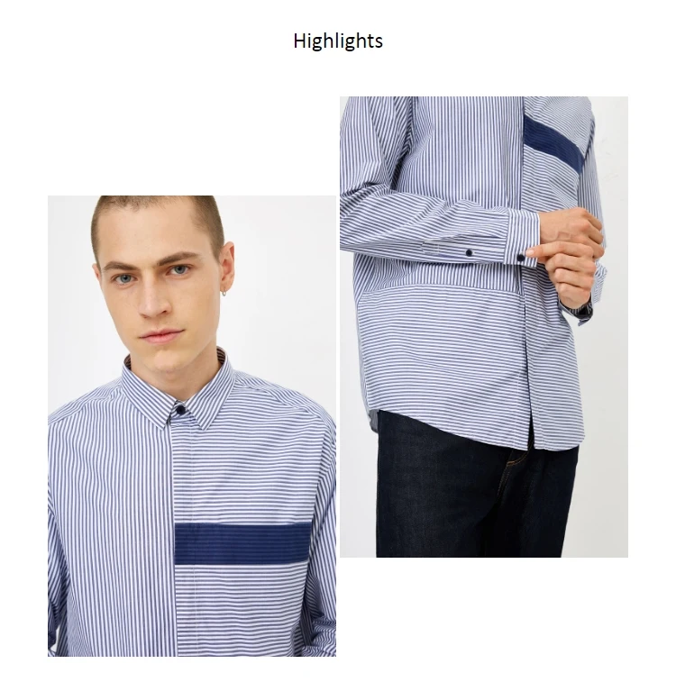JackJones Мужская хлопковая Повседневная Свободная полосатая рубашка с длинными рукавами Мужская одежда 218305526