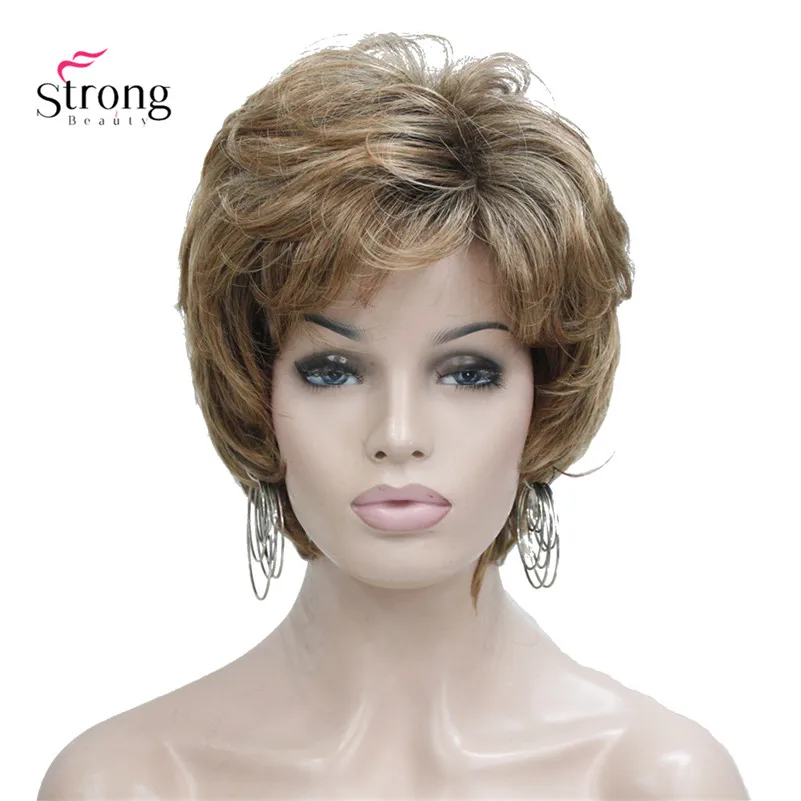 StrongBeauty женский короткий прямой коричневый микс темно рыжий парик Пушистые