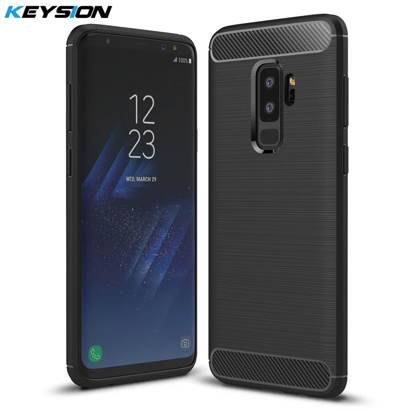 KEYSION Телефон Случае Для Samsung Galaxy S8 Экологических Углеродного Волокна мягкий ТПУ