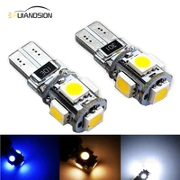 2pcslot warm white 4300k t10 w5w 5 smd 5050 canbus led car auto license plate wedge side lights lamp bulb 12v yellow blue