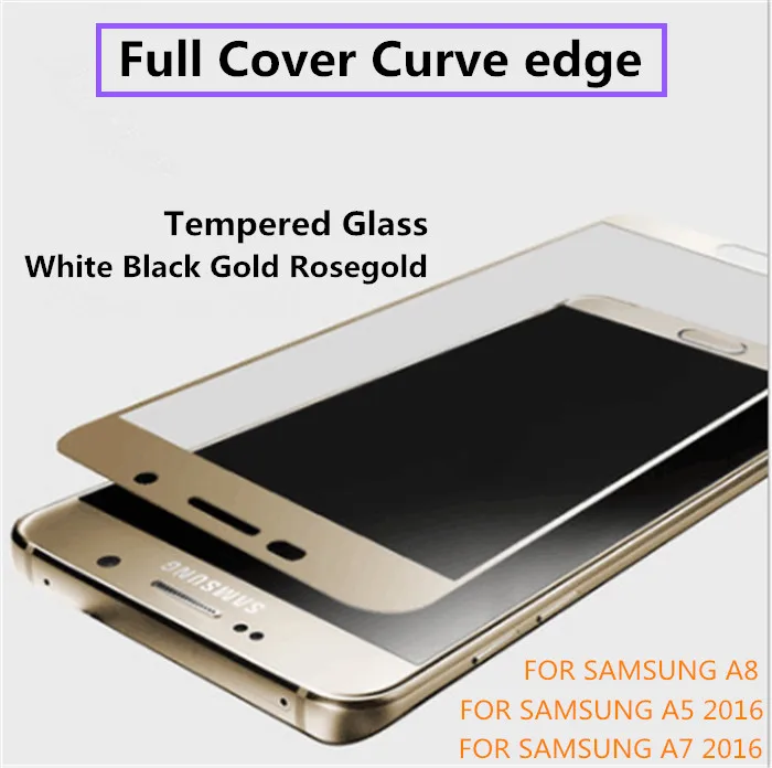 Для Samsung A5 2016 A7 A8 Полное Покрытие Стекло Закаленное фильм Экран Протектор для Galaxy