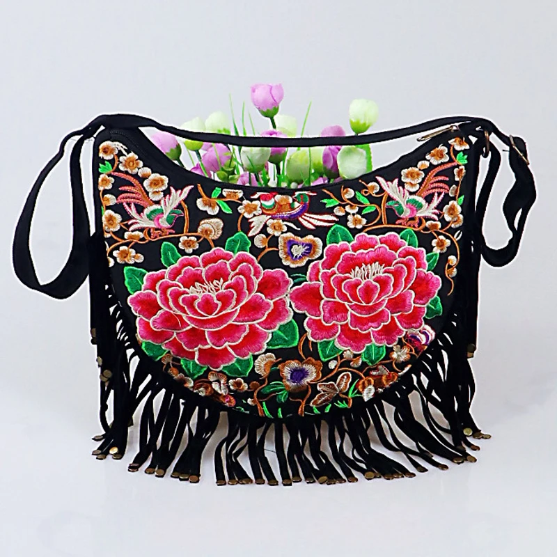 Винтаж вышивка ручной работы Gypsy Boho богемное сумки Для женщин сумка через плечо