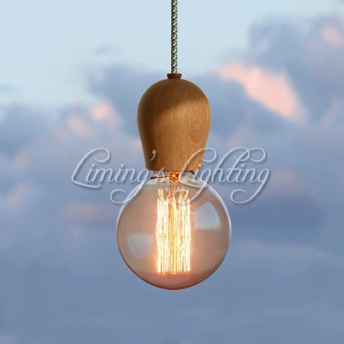 Современные древесины дуба подвесные светильники Винтаж шнур подвесной висячий
