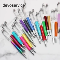 100pcs silver pen holder diy made crystal colored ballpoint pen creative metal empty pen birthday gift color optional wholesale