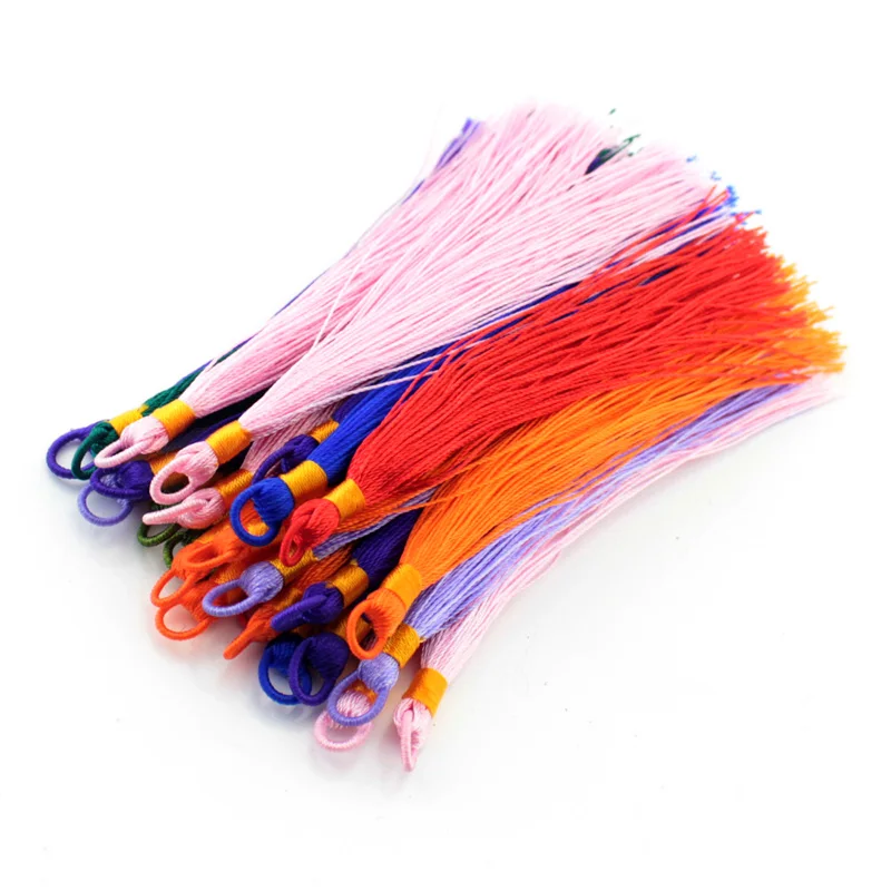 50 шт. шелковые кисточки для рукоделия с кольцом одежды брелок ожерелье смешанные