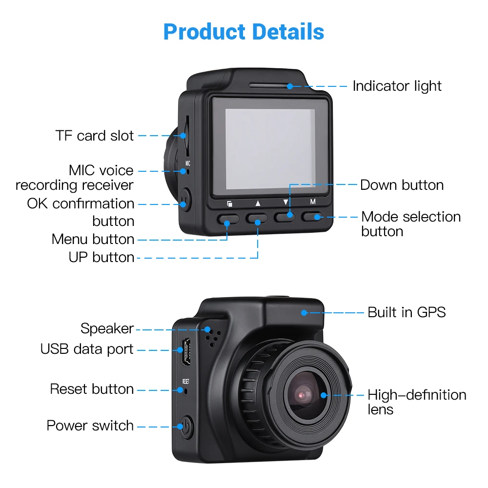 WONVON Автомобильный видеорегистратор Full HD 1080P GPS WiFi камера регистратор Dashcam ночное