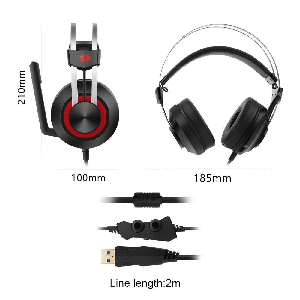 Игровая гарнитура Redragon TALOS H601 GAMER 7,1 USB PC PS4 Surround PRO проводная компьютерная гарнитура наушники с микрофоном