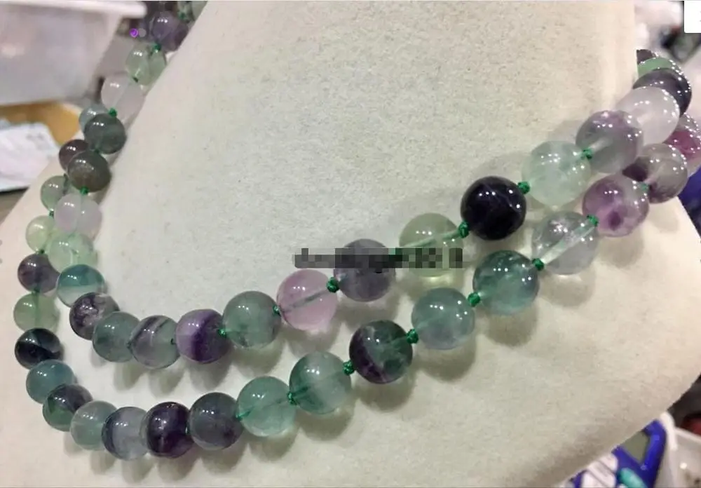 

Genuine Natural 8MM Multicolor Fluorite Round Jewelry Necklace 33 inch