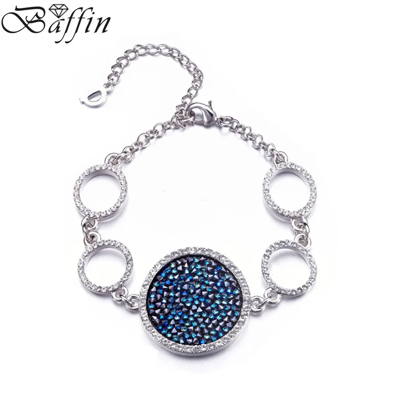 Модные браслеты для женщин с родиевым покрытием и кристаллами Сваровски Круглый