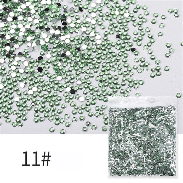 Light Green PinPai, 12 цветов, 2 мм, белый, черный цвет, Стразы для ногтей, плоский кристалл, бриллиант, для маникюра, Типсы, украшение из камня, аксессуары - Цвет: Light Green