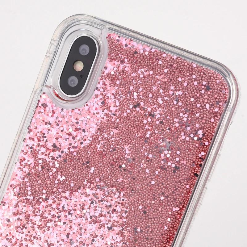Мода жидкий сыпучий песок с блестками из бисера чехол для телефона iPhone X 10 8 плюс