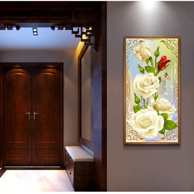 Алмазная мозаика 5D сделай сам белая роза из полимерной смолы полный набор для