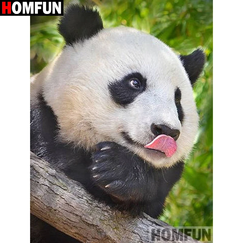 Алмазная живопись HOMFUN панда картина из квадратных/круглых страз сделай сам