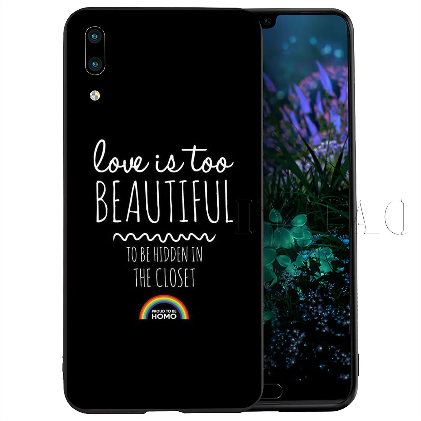 Мягкий чехол для телефона IYICAO Love Is LGBT Rainbow Heart Huawei Y9 Y7 Y6 Prime 2019 Honor 20 8C 8X 8 9 9X 10 Lite 7C 7X 7A