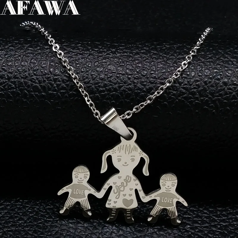 Ожерелье из нержавеющей стали с подвесками ручной работы|steel necklace|family necklacenecklace