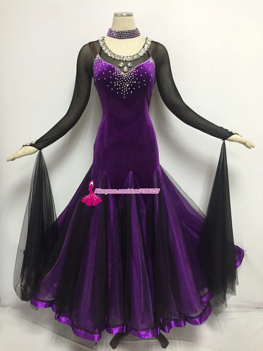 Женское бальное платье фиолетового цвета для взрослых|womens ballroom dance dresses|standard