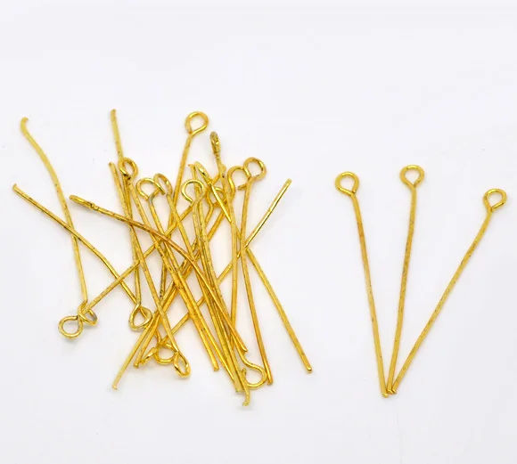 

300pcs Gold Plated 45x0.7mm Eye Pins Jewelry Findings J0883