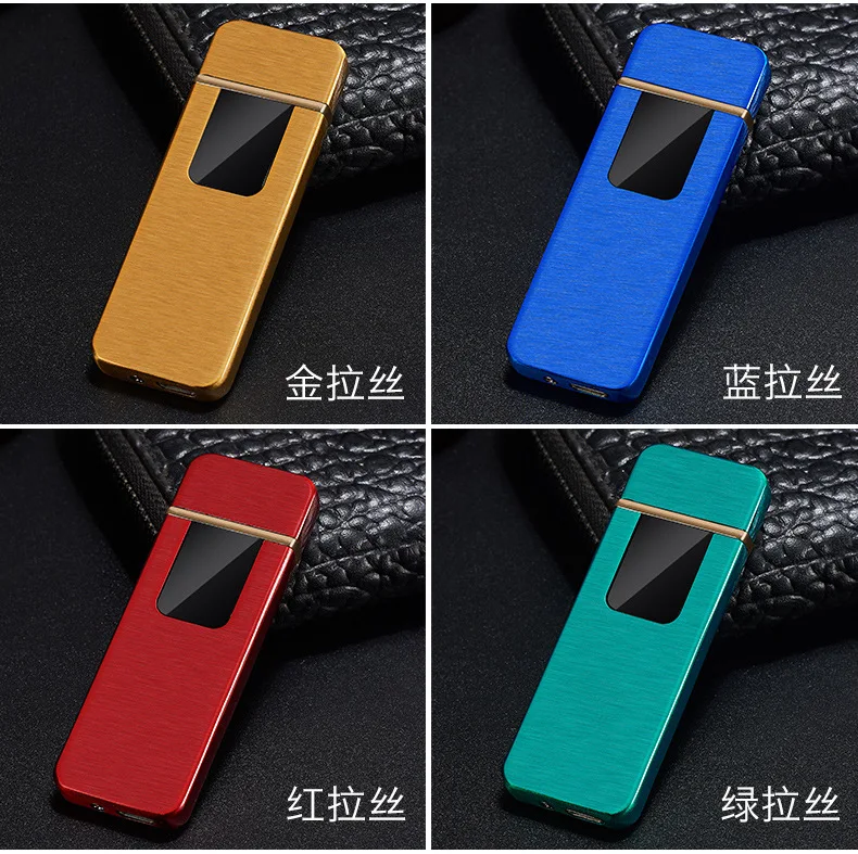 USB зарядка Личность Ультра-тонкий Зажигалка двухсторонняя Электронная зажигалка металлический подарок Зажигалка