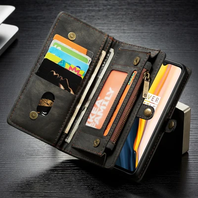 Black 008 Чехол СПС Etui One Plus 7, кожаный чехол с застежкой-молнией, кошелек, чехол для телефона, чехол для Coque OnePlus7 One Plus 7 1+ 7 1 Plus 7 Funda - Цвет: Black 008