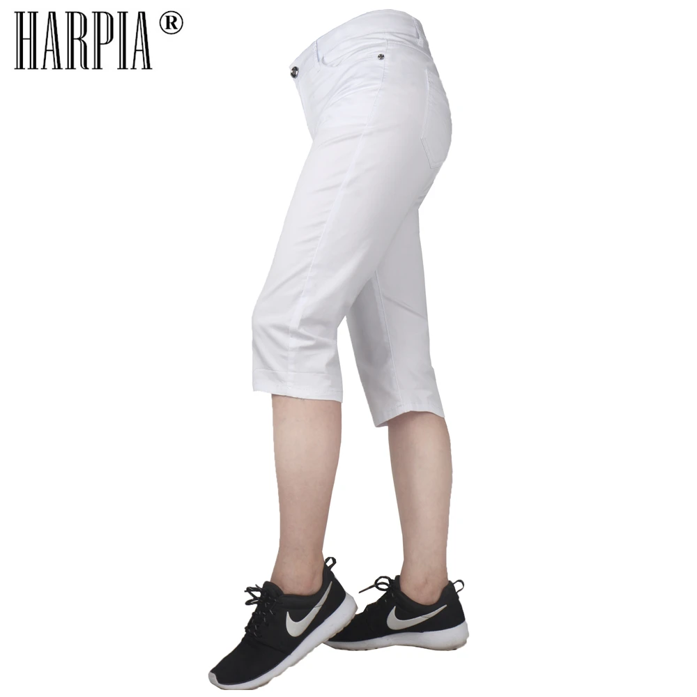 Harpia новинка большие размеры классические белые до колена женские штаны
