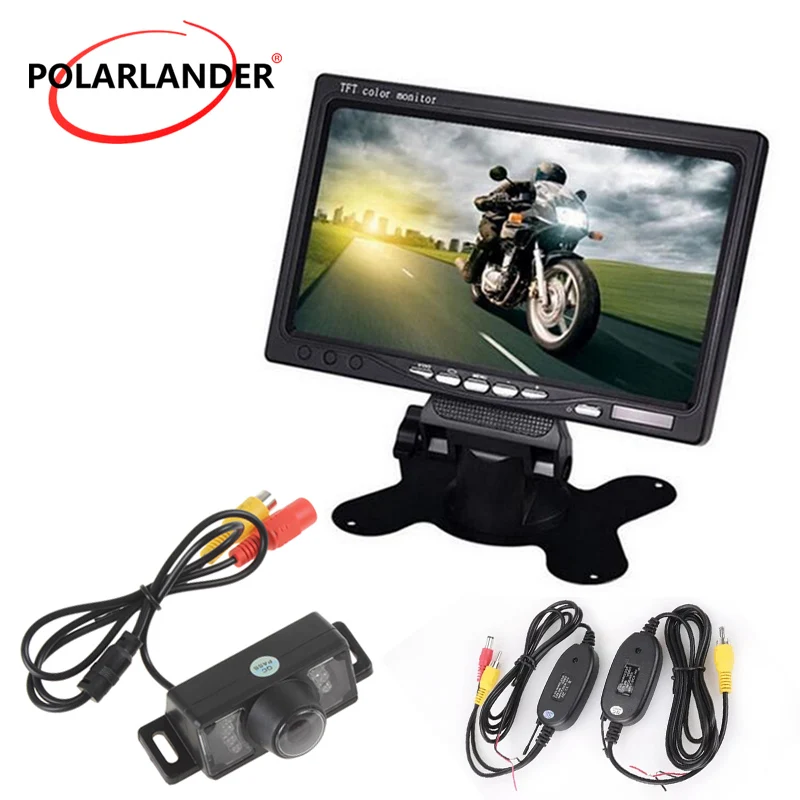 

2 AV input connect to 7 Inch TFT Car Rear View Monitor for car parking wireless 7LED Night Vision camera