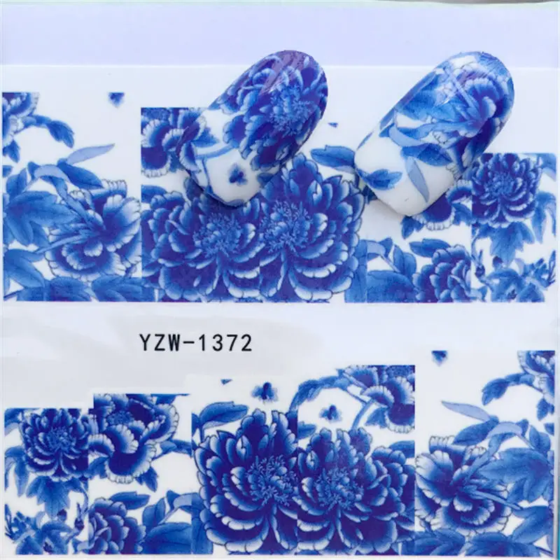 YZW-1372 LCJ 1 лист сердце/перо/цветок/животное вода наклейка для ногтей переводная наклейка для DIY маникюрные украшения - Цвет: YZW-1372
