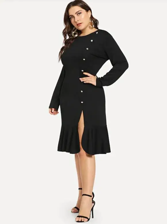 Новое женское сексуальное однотонное платье с длинными рукавами больших