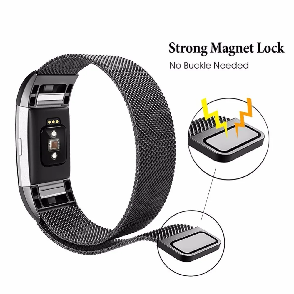 Magnetic Milanese Loop Wrist Strap Stainless Steel Band for Fitbit Charge 2 Men Woman Adjustable Replacemnt ( No Watch ) | Электроника