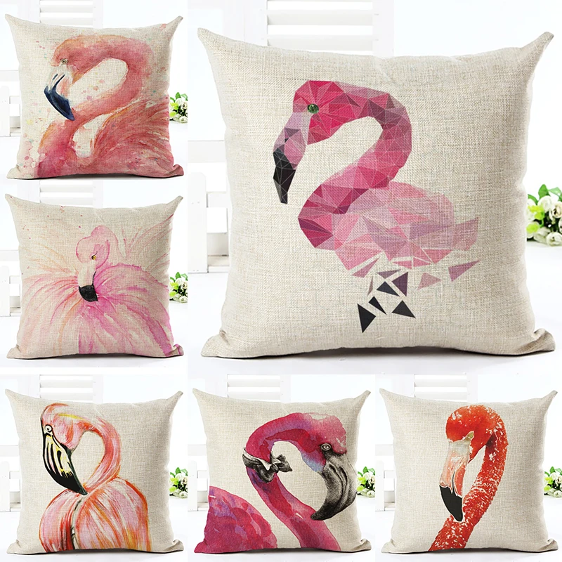2016 новейший милый акварельный Фламинго квадратный льняной с принтом декор для