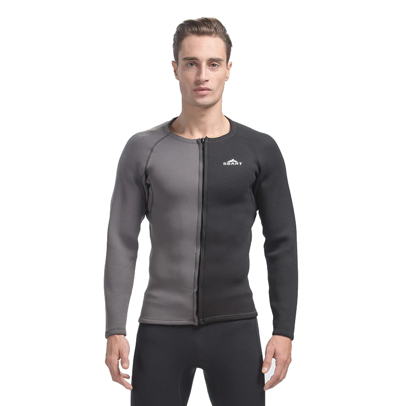 SBART 3MM Neoprene Wetsuit Men Top Long Sleeve Surf Rash Guard Jacket For Diving Surfing Swimming Clothe Keep Warm N734 | Спорт и