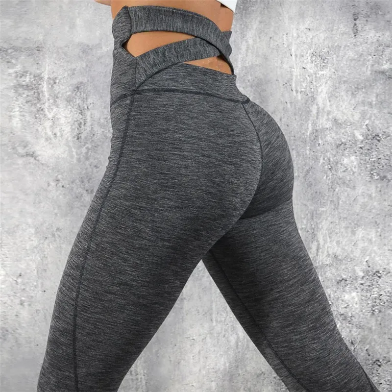Sports Legging Women High Waist Yoga Pants Cross Belt Dance Tights Compression Gym Leggings Skinny Fitness | Спорт и развлечения
