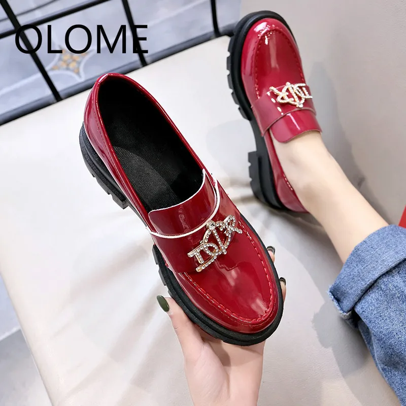 Европейская станция новинка весны 2019 лаковые кожаные туфли в британском стиле