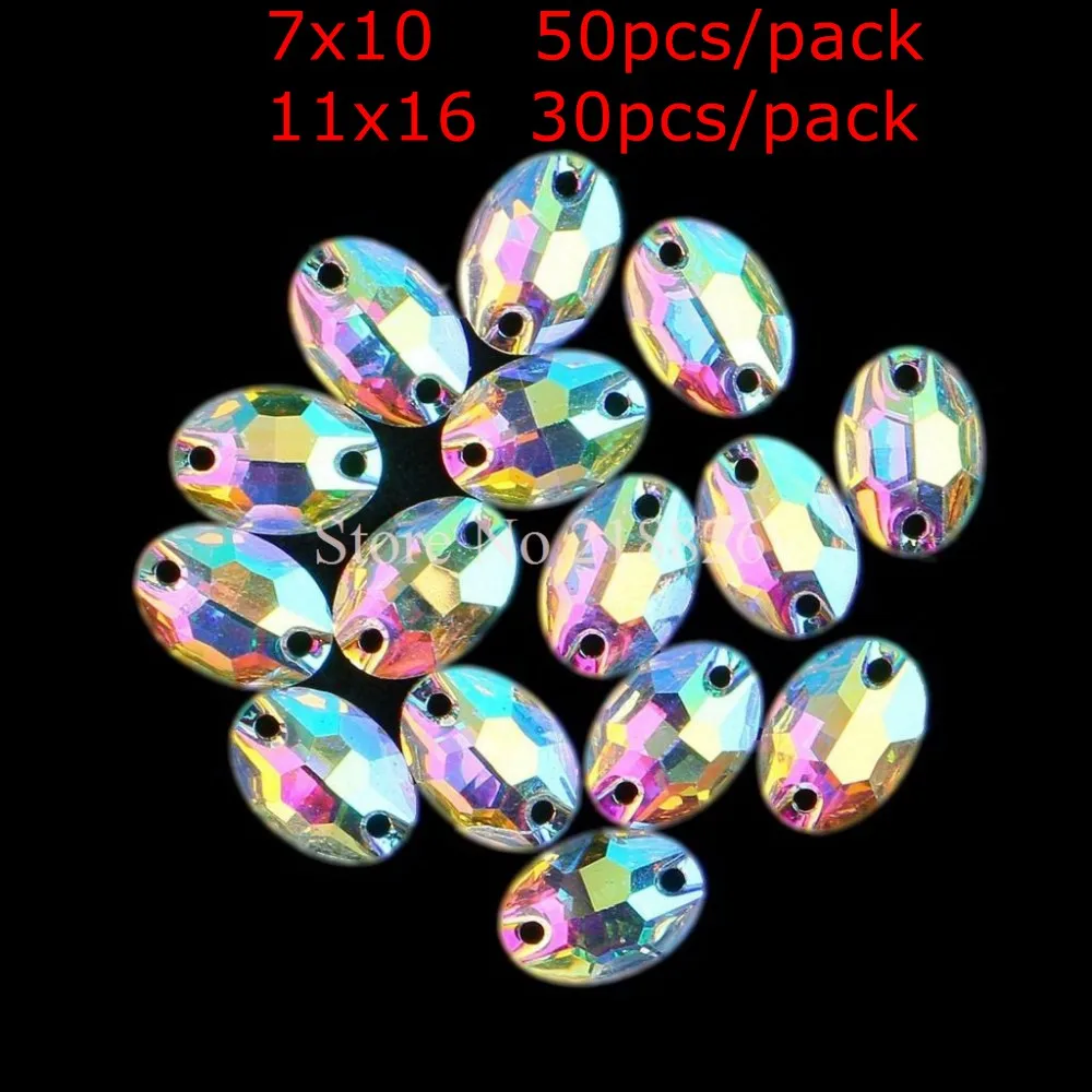 Блестящие кристаллы AB из смолы овальные пришивные стразы с плоской задней