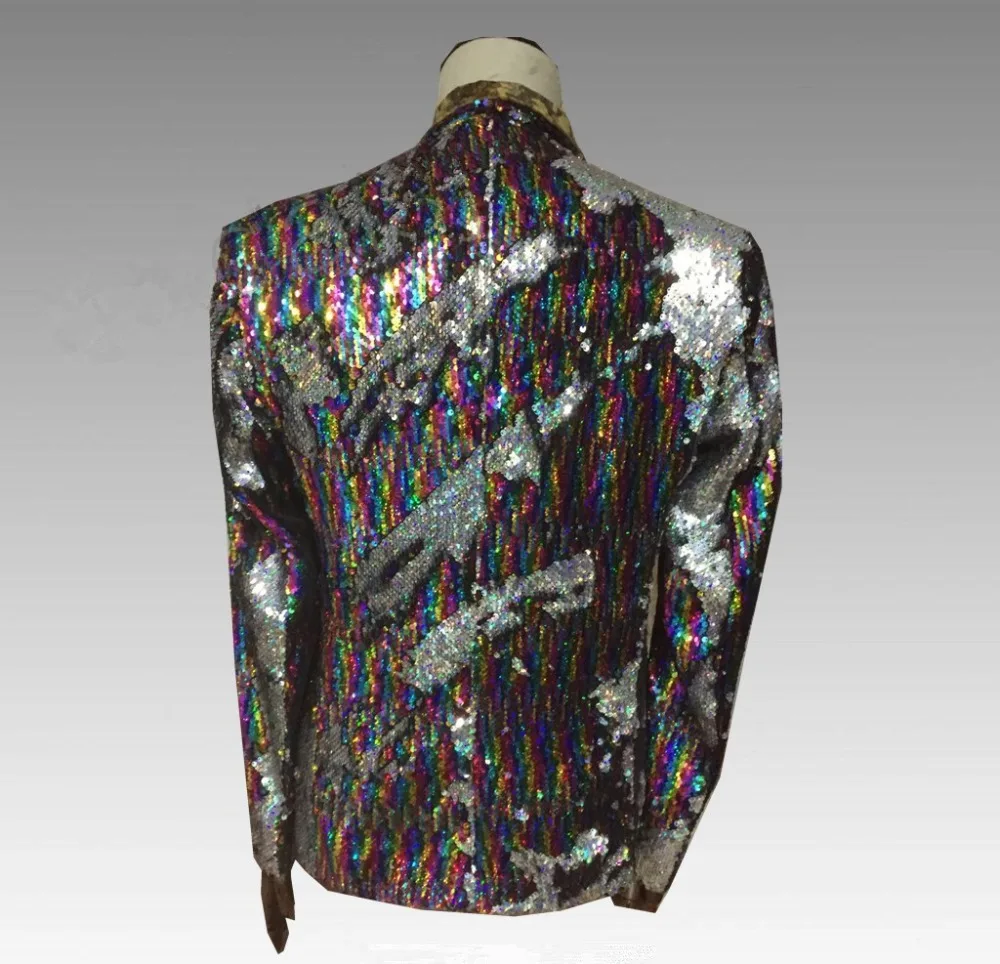 Светоотражатель блейзер с цветными блестками в стиле панк-рок мужской певец