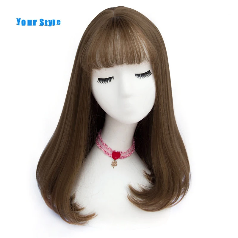 Your Style Women's Long Straight Synthetic Hair Wig with Bangs, 45 Colors Available, Natural-Looking for African American, Brown and Gray Options image 3