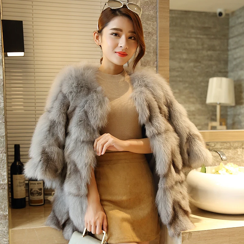 AR 2017 hot new winter women real fox fur coat female warm outwear high quality genuine free shiping | Женская одежда